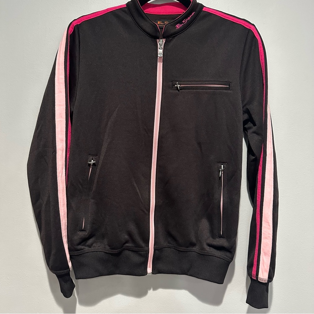 Ben Sherman Retro Track Style Jacket Brown Pink Size Small